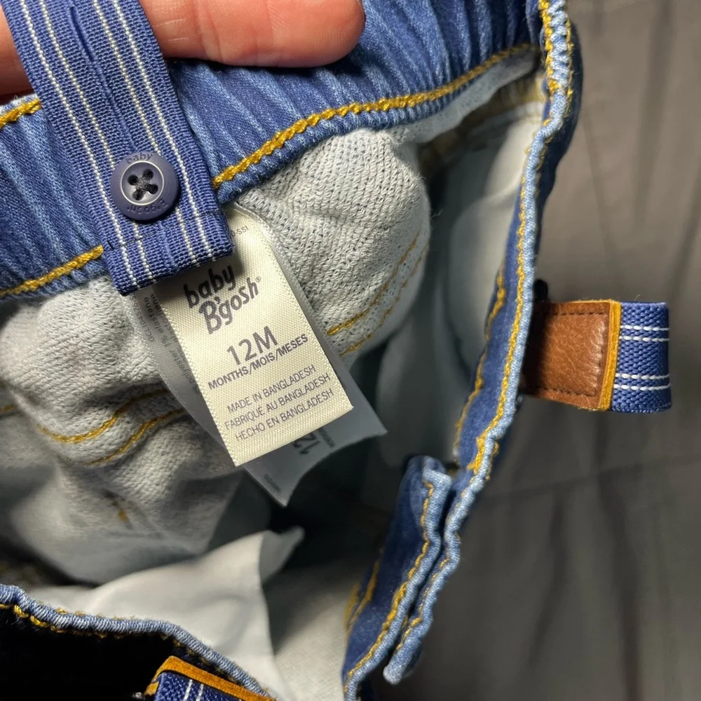 OshKosh B’gosh Baby‎ Boys 12M Suspenders Denim Jeans Blue